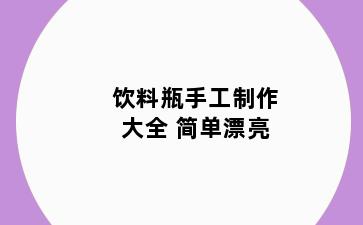 饮料瓶手工制作大全 简单漂亮